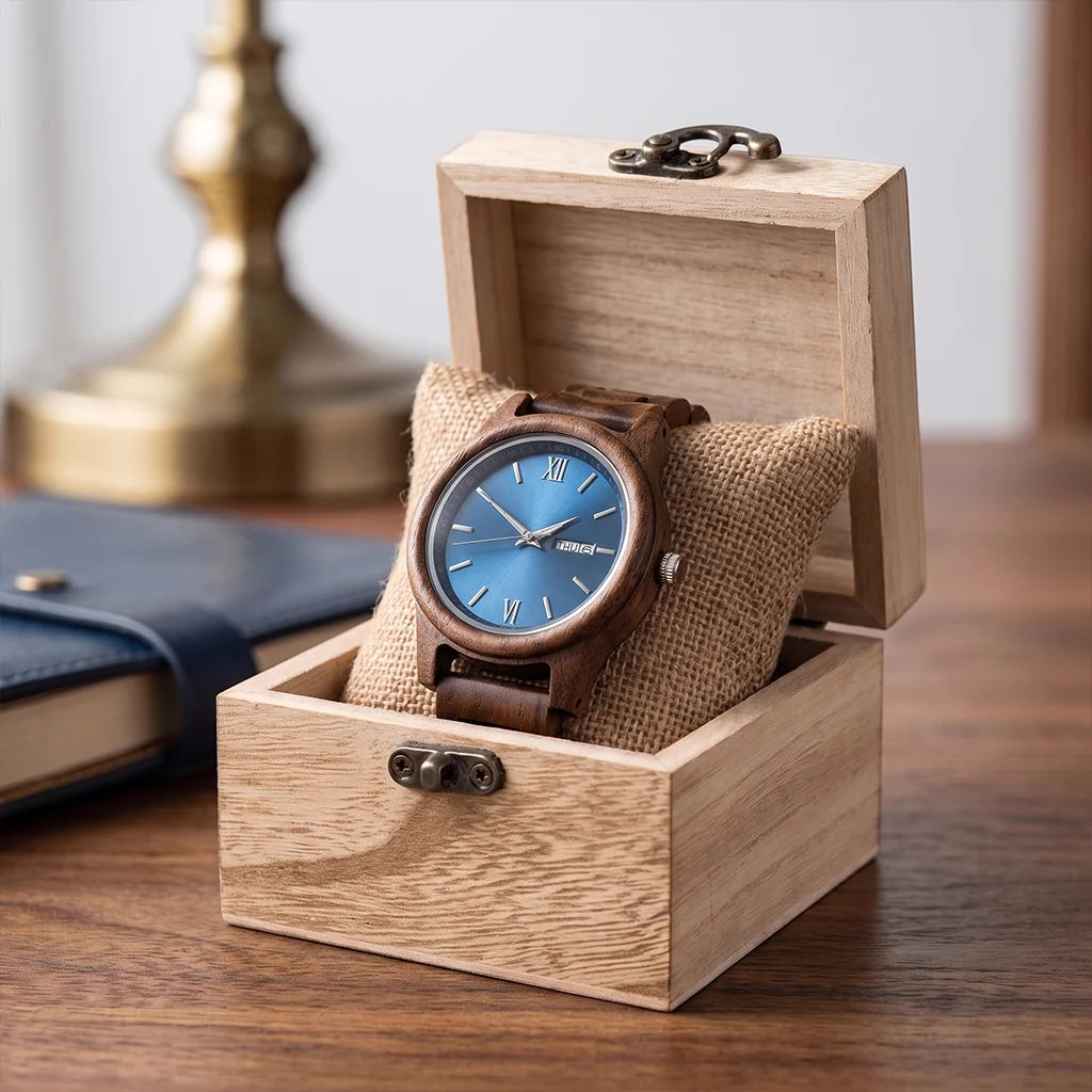 Men's Wooden Chronograph-Style Watch