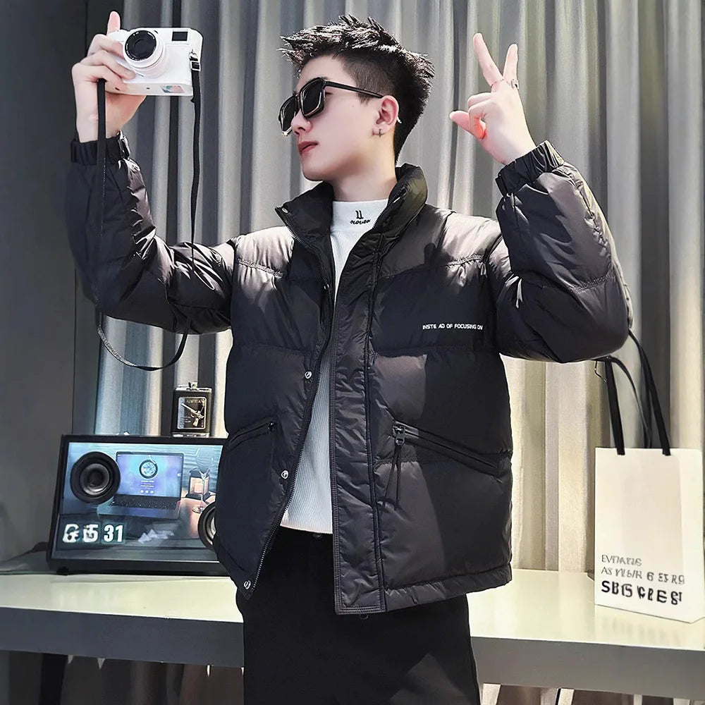 Men's Winter Fashion Down Jacket Streetwear Men's Coat Short Puffer Coat Men's Thick Warm Outerwear Winter Jacket Men Windproof