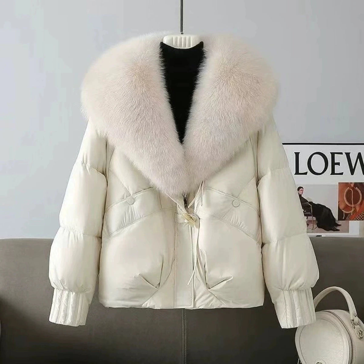 Fashion Winter Jacket Women 2025 New Korean Big Fur Collar Thick Down Cotton Jacket Parkas Female Short Coat Slim Warm Outerwear