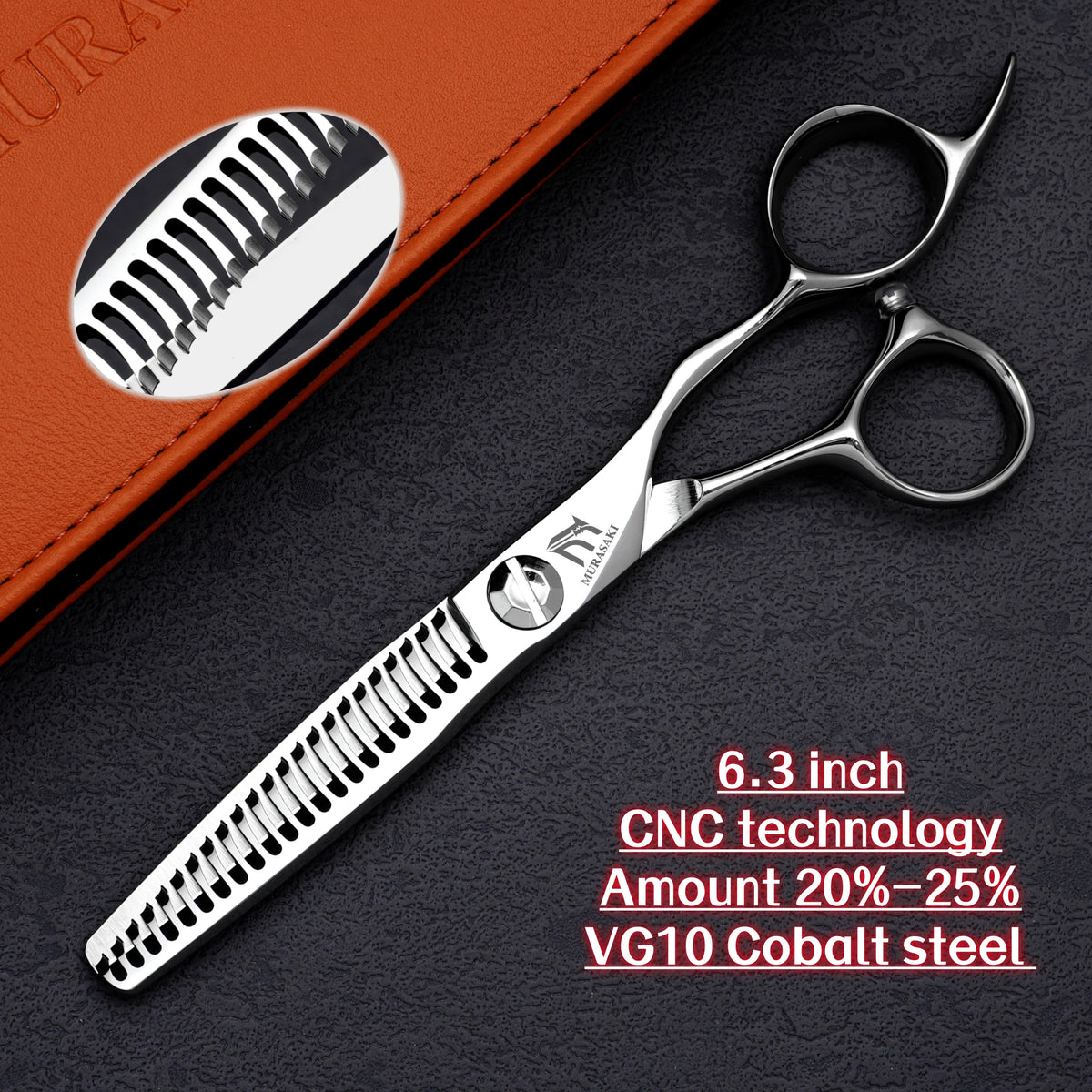 MURASAKI Top-level CNC Barber Scissors Set, Japanese VG10 Steel Barbershop Accessories, 5.7-6.3-6.8 Inches Hair Cutting Shears
