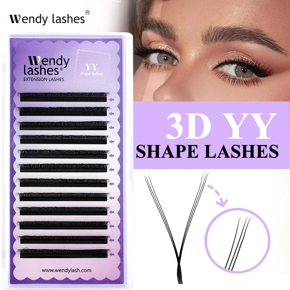 Wendy Lashes YY Shape Triple Tips Hand Woven Premium Soft Light Natural Eyelash Extension Supe High Quality Volume Premade Fans