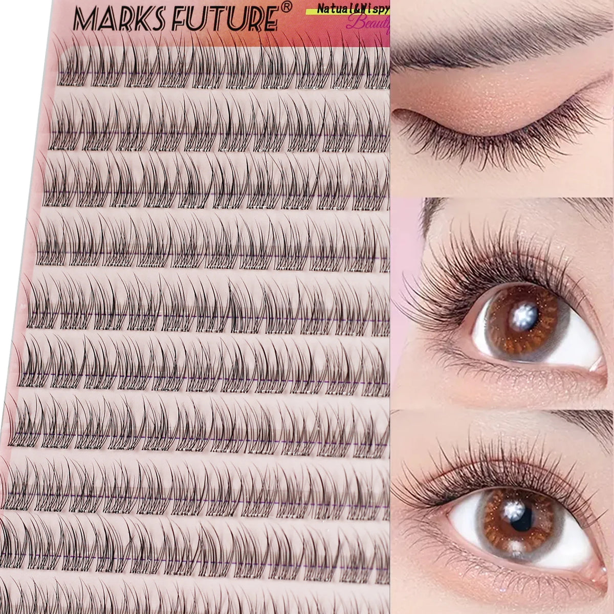 Self-Adhesive Eyelash Clusters, No Glue Needed, 120 Pieces, Natural