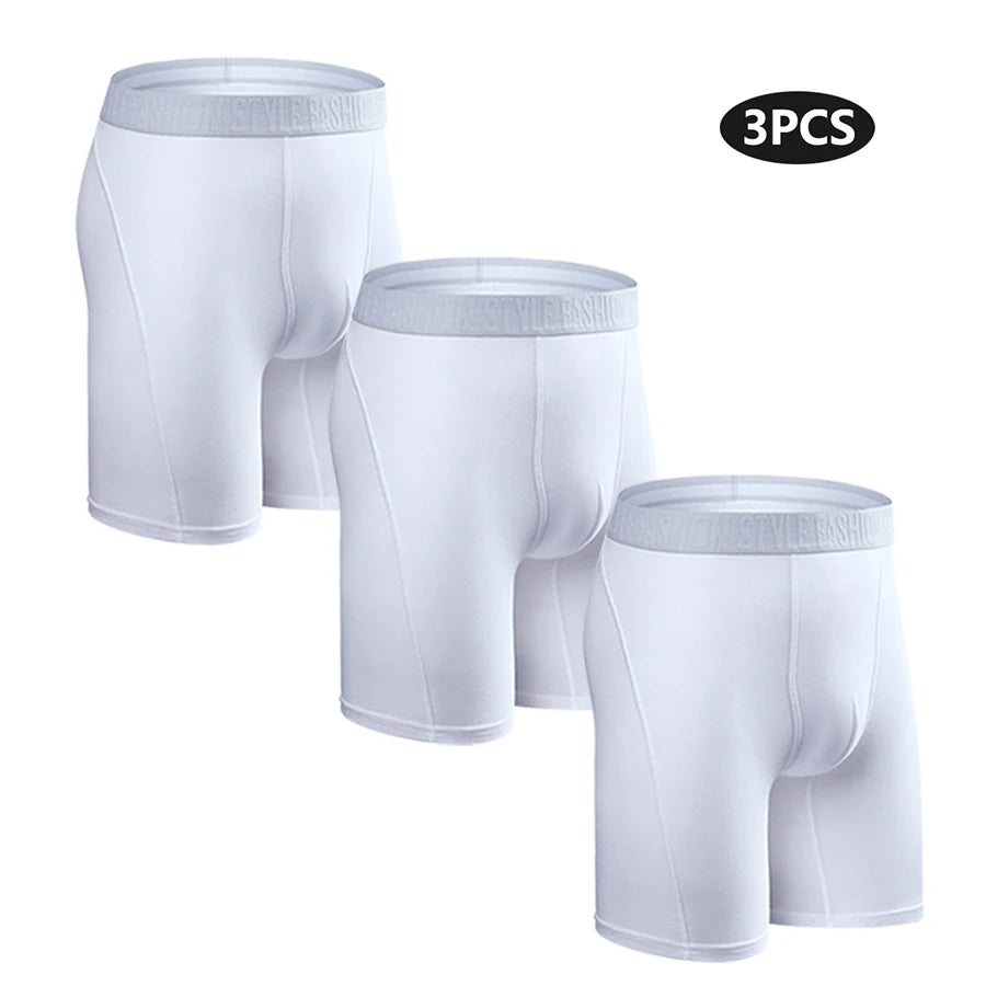 Men's Cotton Long Boxer Shorts – 3 Pack