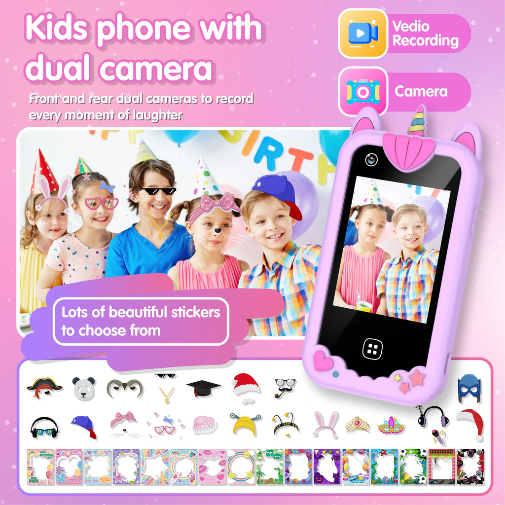 Kids Smart Phone For Girls Boys Kids Cell Phone Toys Dual Camera Music