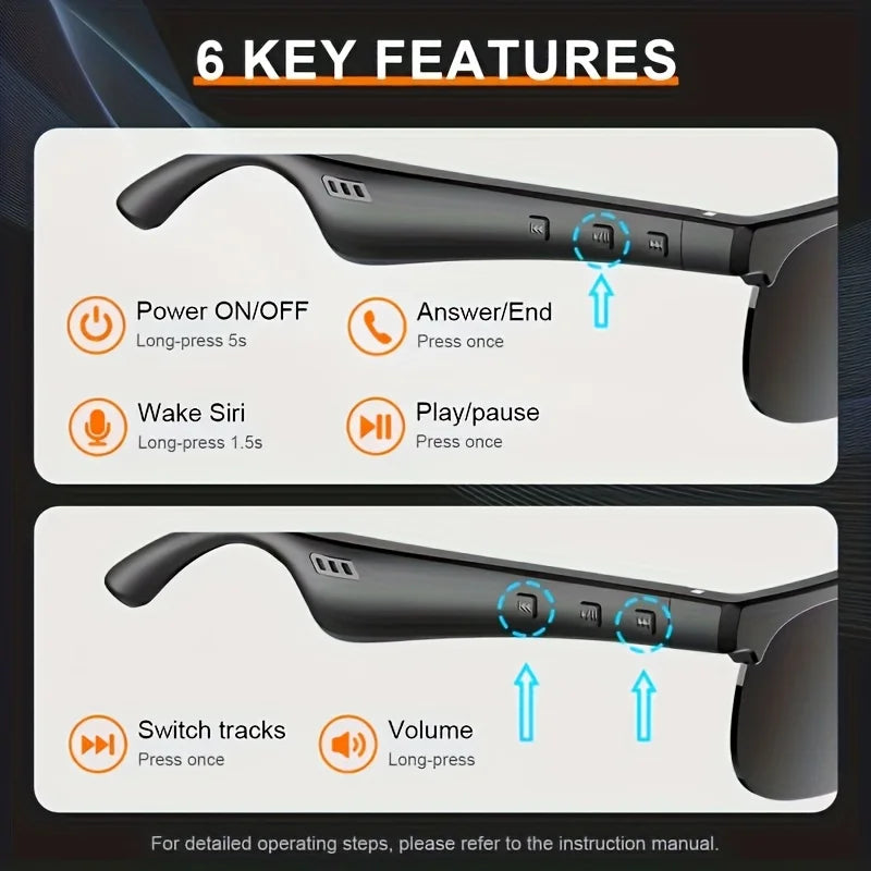 Smart Glasses Earphones With Audio And Voice Call Functionality For