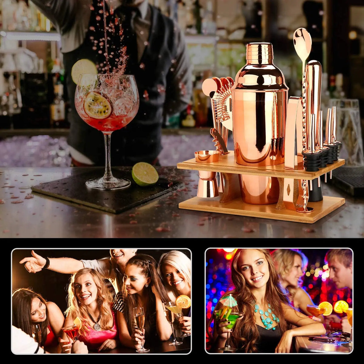 Cocktail Shaker Making Set,16pcs Bartender Kit For Mixer Wine Martini,