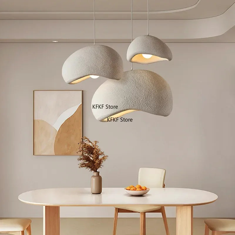 Nordic Wabi Sabi LED Pendant Light E27 Simple Chandelier Cord Suspend Lamp for Dining Room Restaurant Luminarias Fixtures