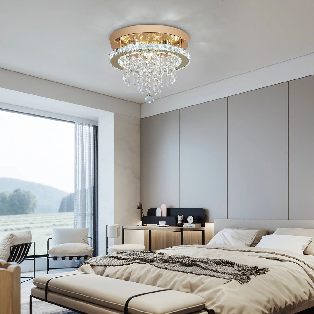 GreeLustr Luxury Crystal Chandelier Lustre Design Gold Modern Led Ceiling Light  Living Room Bedroom Hanging Lamp Lighting