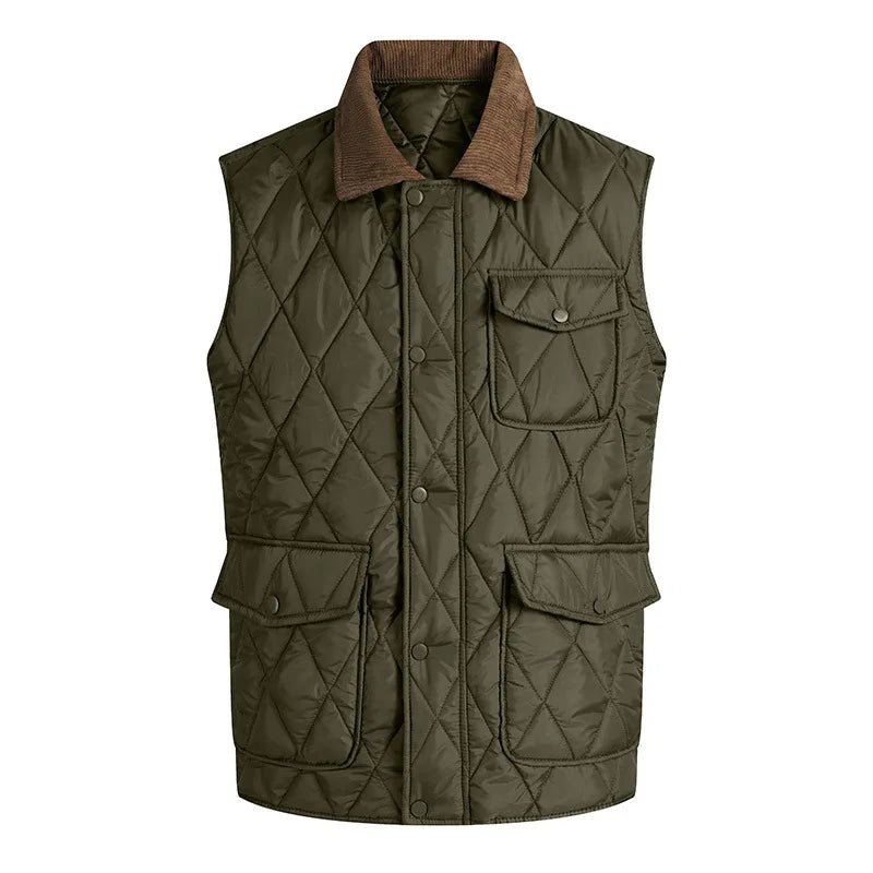 Winter Men' Sleeveless Vest Jackets Fashion Male Cotton-Padded Vest Coats Men Stand Collar Warm Waistcoats Men Clothing
