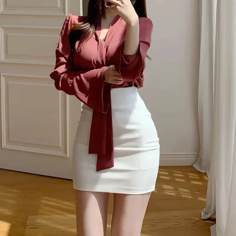 Women'S Skirt Tight Female Skirts High Waist Wrap Coquette Sexy Modest