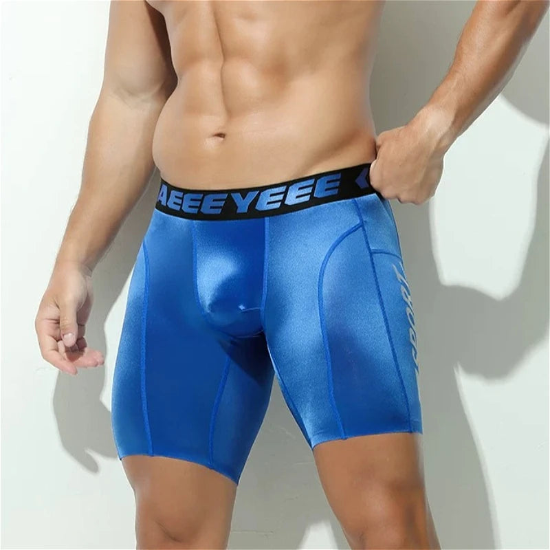 Men's Quick-Dry Long Fitness Boxers