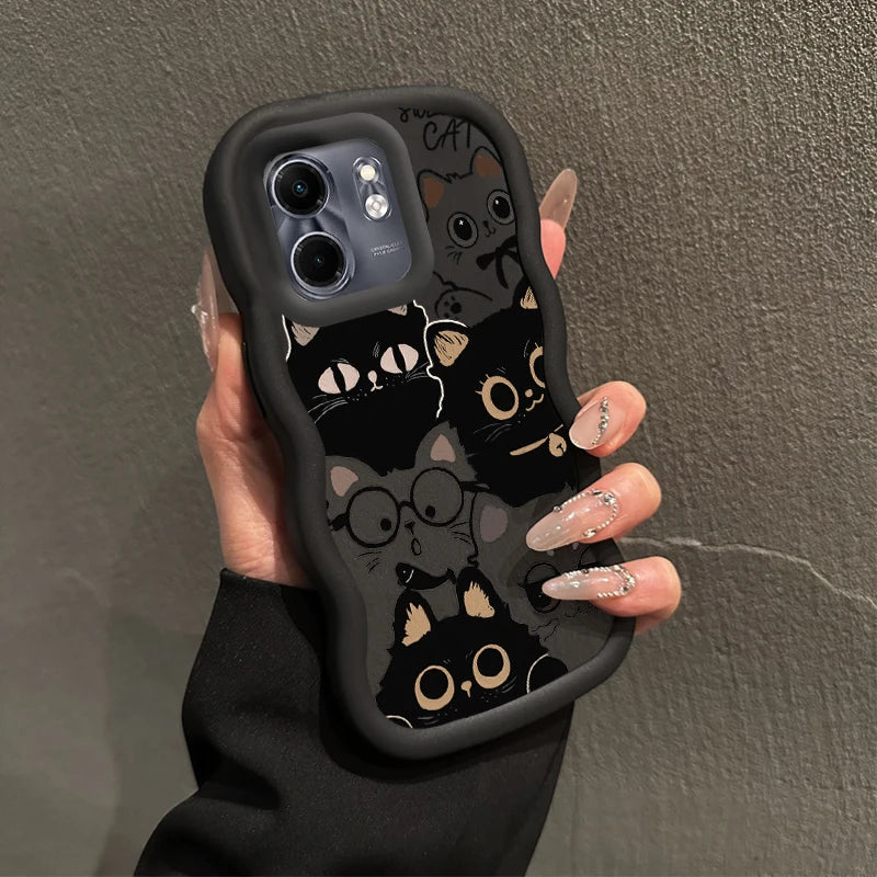 Smart 9 Six Cats Wavy Shape Silicone Phone Case For Infinix Smart 9 8