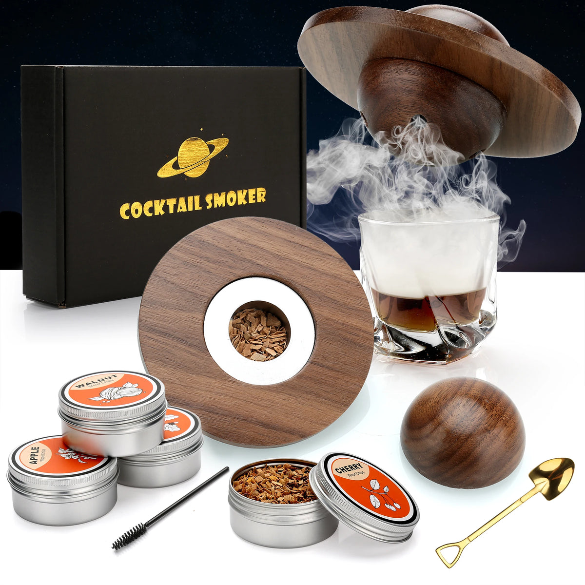 Glass Top Smoker Cocktail Smoker Kit With 4PCS Wood Chips Bartender