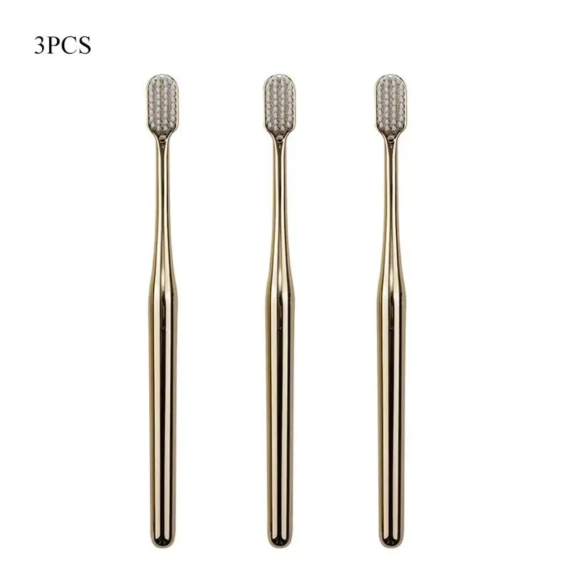 1-4pcs Toothbrush Gold Silver Tooth Brush Adult Dental Brushes Middle