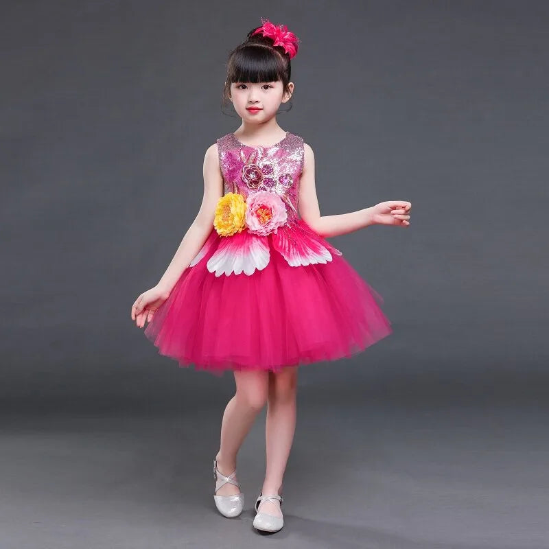 Multicolored Dance Dress Girls Modern Dance Costume Girls Contemporary