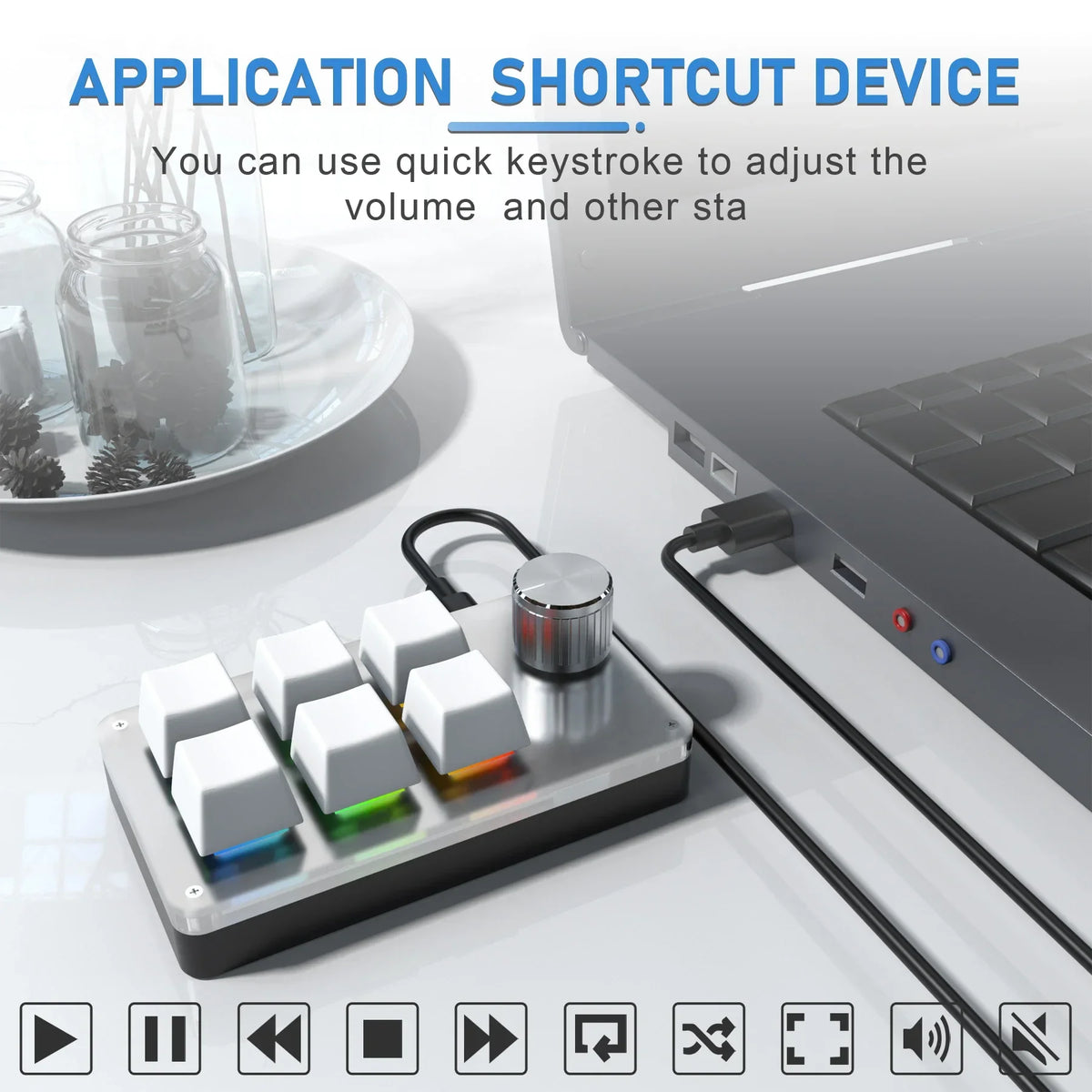 6 Key 1 Knob Keyboard Wired Custom RGB Programming Macro Gaming Keypad