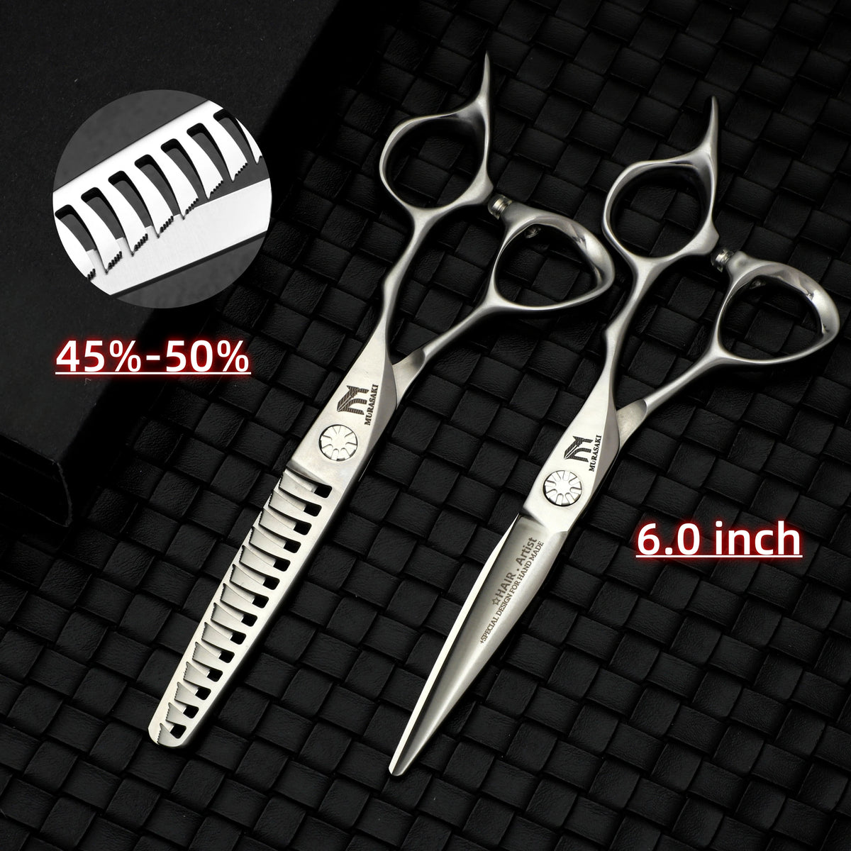 Professional VG10 Steel Barber Scissors, 5.75 Inch Willow Leaf Single-Sided Sharp Blade, Specialized for Regulating Hair Volume