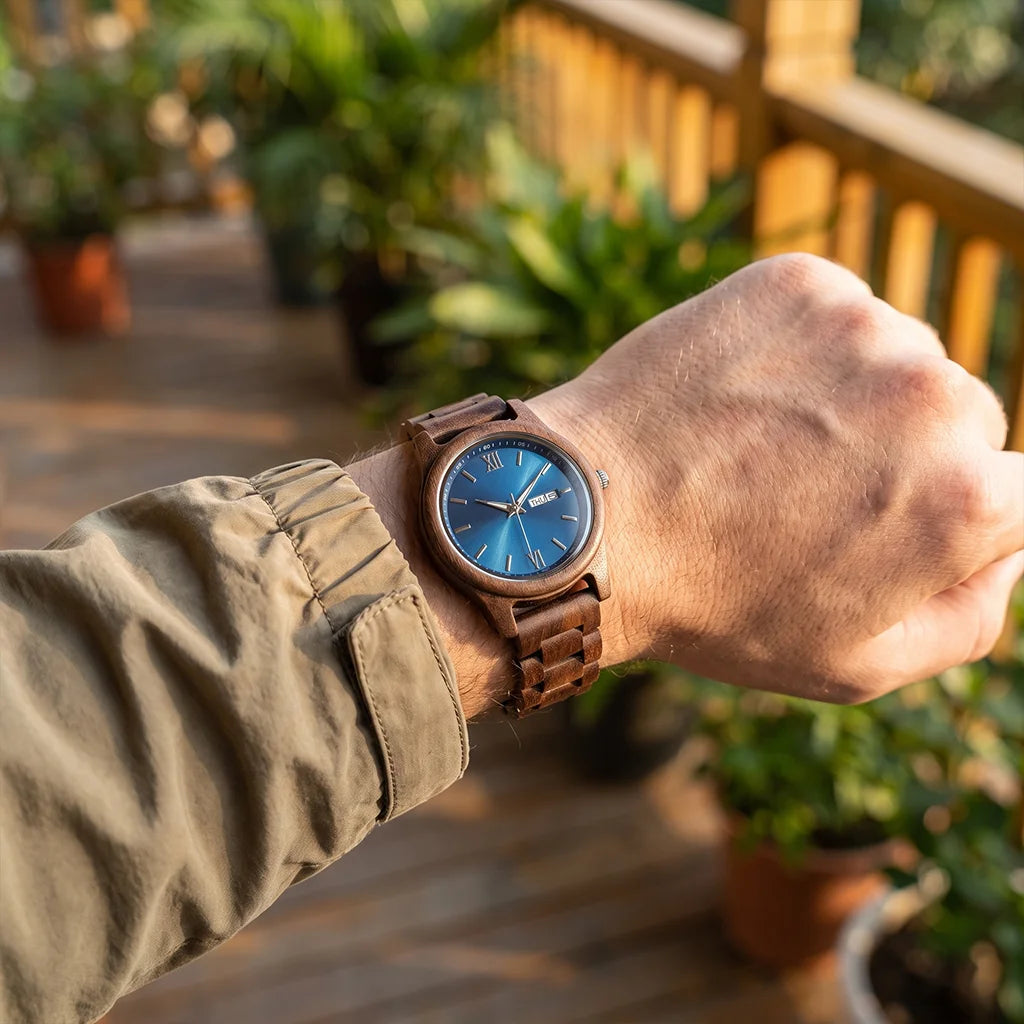 Men's Wooden Chronograph-Style Watch