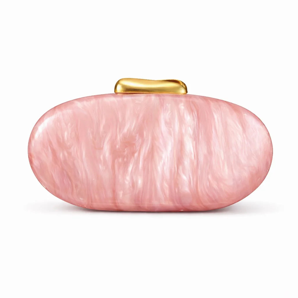 Lady Pearl Marble Brown Shell Egg Acrylic Box Clutch Purse Women Evening Purses Wedding Handbags Female Shoulder Bags Day Clutch