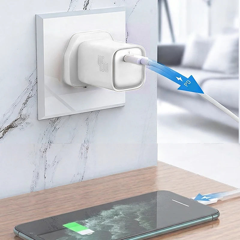 45W UK Plug GaN Charger Adapter UkPlug Type-C PD Adapter