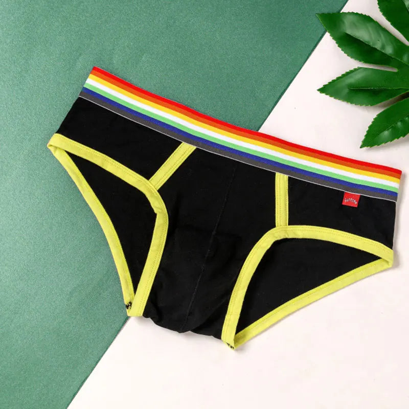 Men's Rainbow Waistband Cotton Briefs