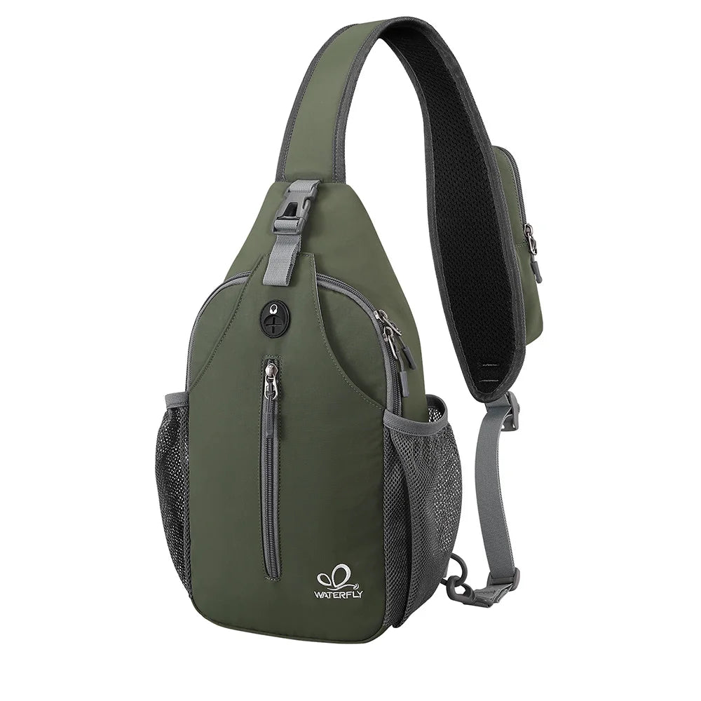 WATERFLY Sling Bag Chest Pack Shoulder Crossbody Sling Backpack For Women Men Travel Hiking Chest Bag Daypack