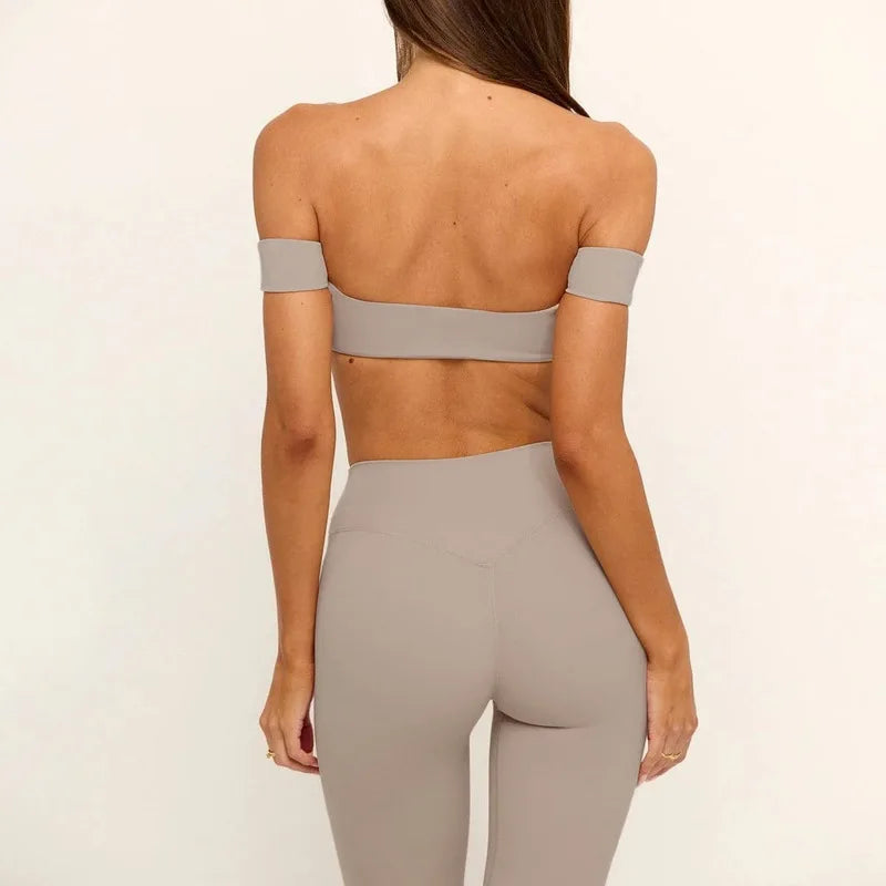Women'S Underwear Yoga Set with Chest Pads Strapless Sports Fitness Top