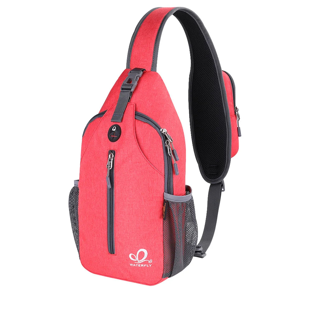 WATERFLY Sling Bag Chest Pack Shoulder Crossbody Sling Backpack For Women Men Travel Hiking Chest Bag Daypack