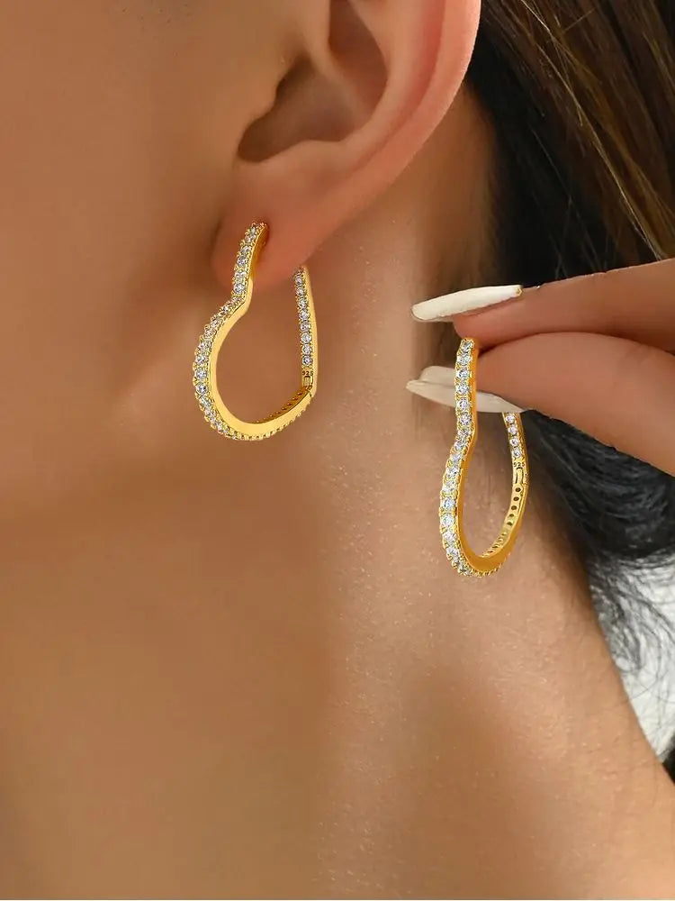 925 Sterling Silver Exquisite Zirconium Ear Buckle Earring For Women