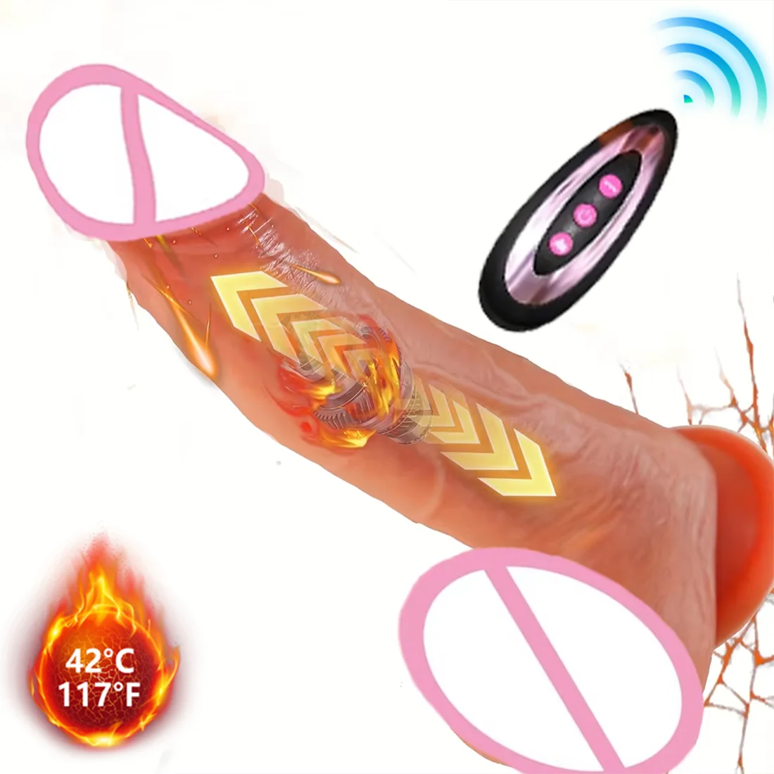 Dildo - Dildo - 1pc Realistic Silicone Dildo with Suction Cup And Telescopic Vibration, Wireless Infrared Control, Rechargeable Lithium Battery, G-Spot And Anal Play Masturbation Toy for Women
