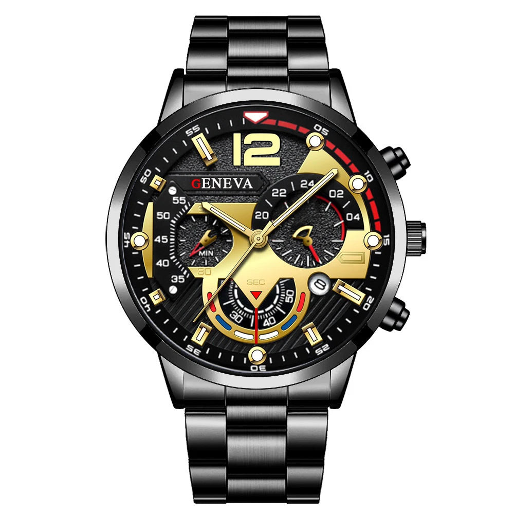 Men's Stainless Steel Calendar Watch