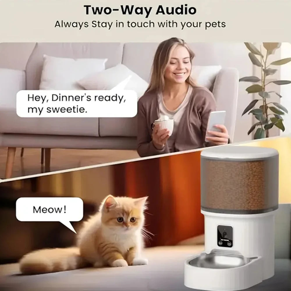Camera Pet Feeder Timing Smart Automatic Feeder For Cats Dog Button WIFI