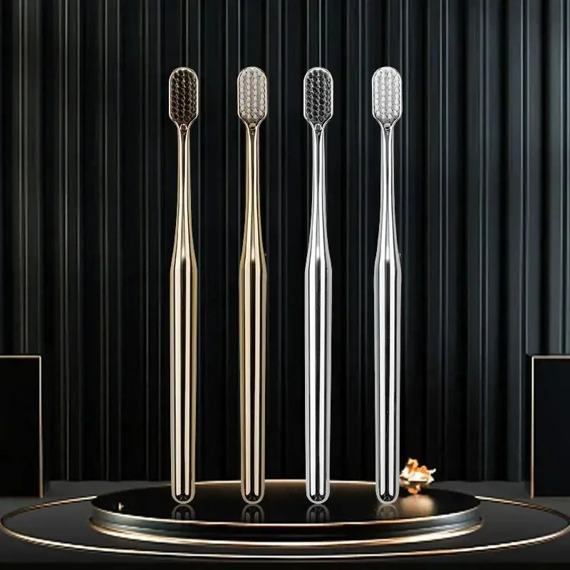 1-4pcs Toothbrush Gold Silver Tooth Brush Adult Dental Brushes Middle