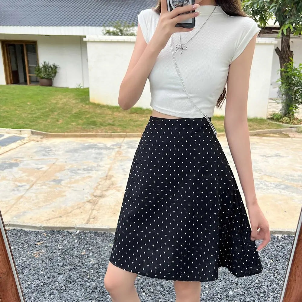 Skirts for Women High Waist Midi Woman Skirt Red Chic & Elegant Summer
