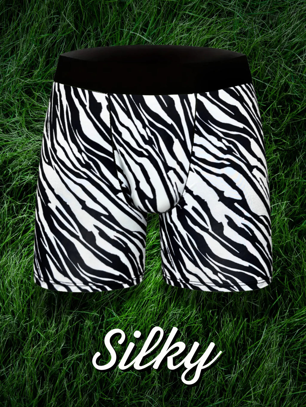 Men's Zebra Print Long Boxer Shorts