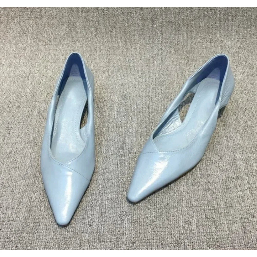 Shoes for Woman Women'S Summer Moccasins Blue Low Heel Elegant Pointed
