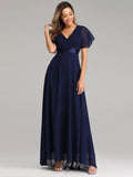 Evening Dresses XUCTHHC V-Neck Ruffles Chiffon Formal Evening Gown Robe