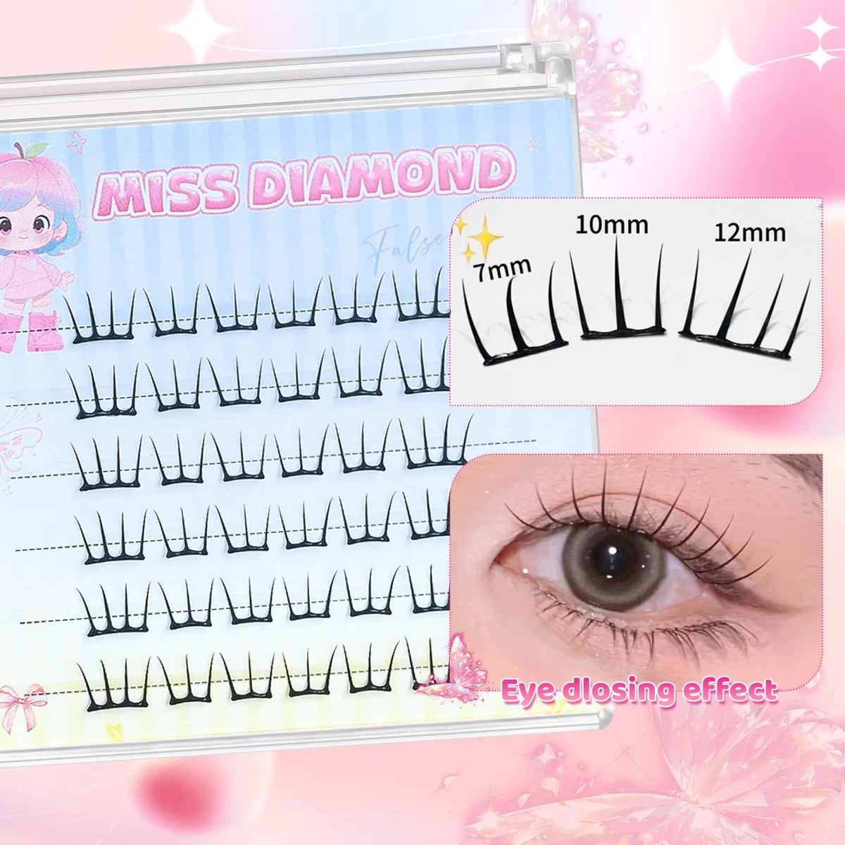 Glue-Free Lashes Cluster Ultra-Thin Sheet Series False Eyelashes Zero