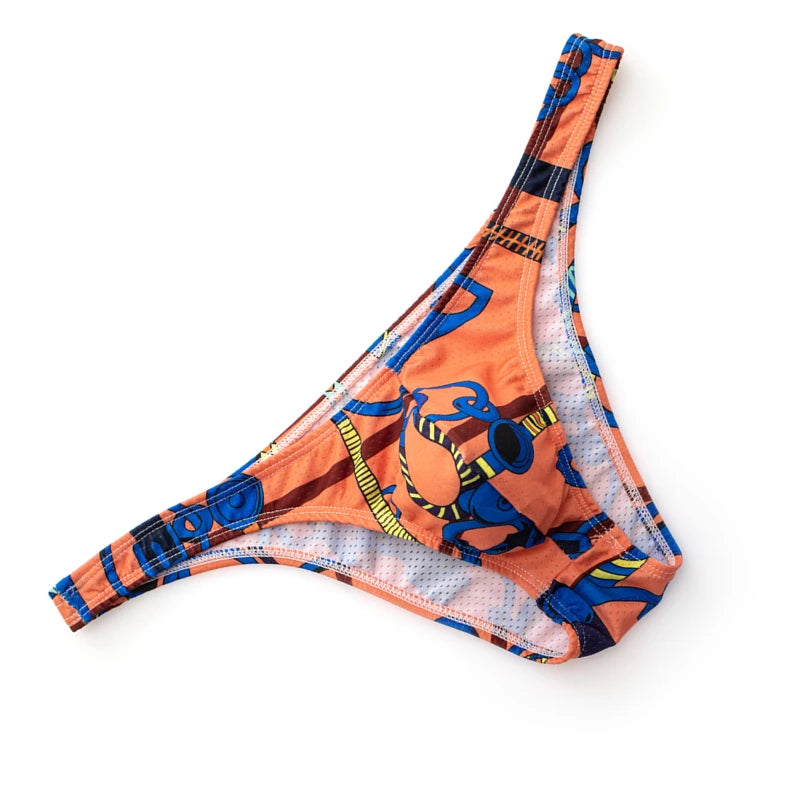 Printed Briefs Men Underwear Sexy Slip Hombre Bikini Briefs Man U Convex Underpants Cuecas Calzoncillos Mesh Mens Lingerie