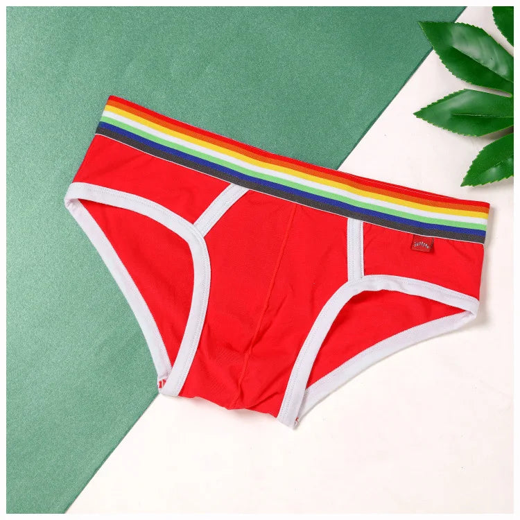 Men's Rainbow Waistband Cotton Briefs
