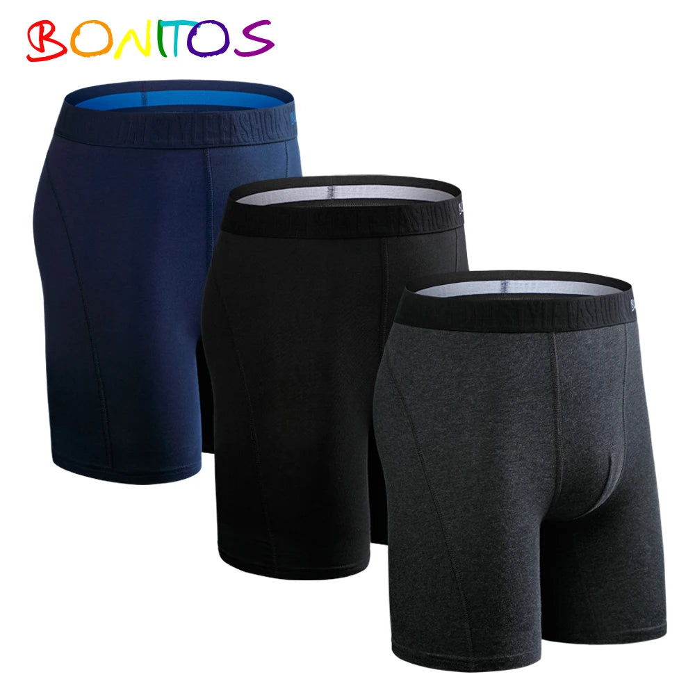 Men's Cotton Long Boxer Shorts – 3 Pack