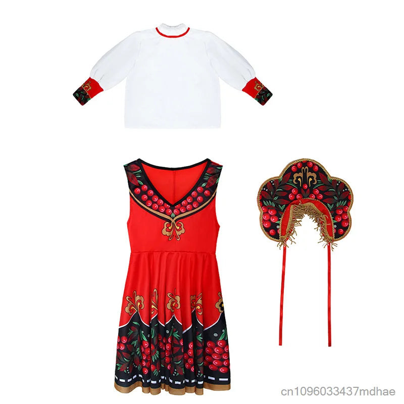 Red Russian National Traditional Dance Outfit Fancy Dress Up Мальчик