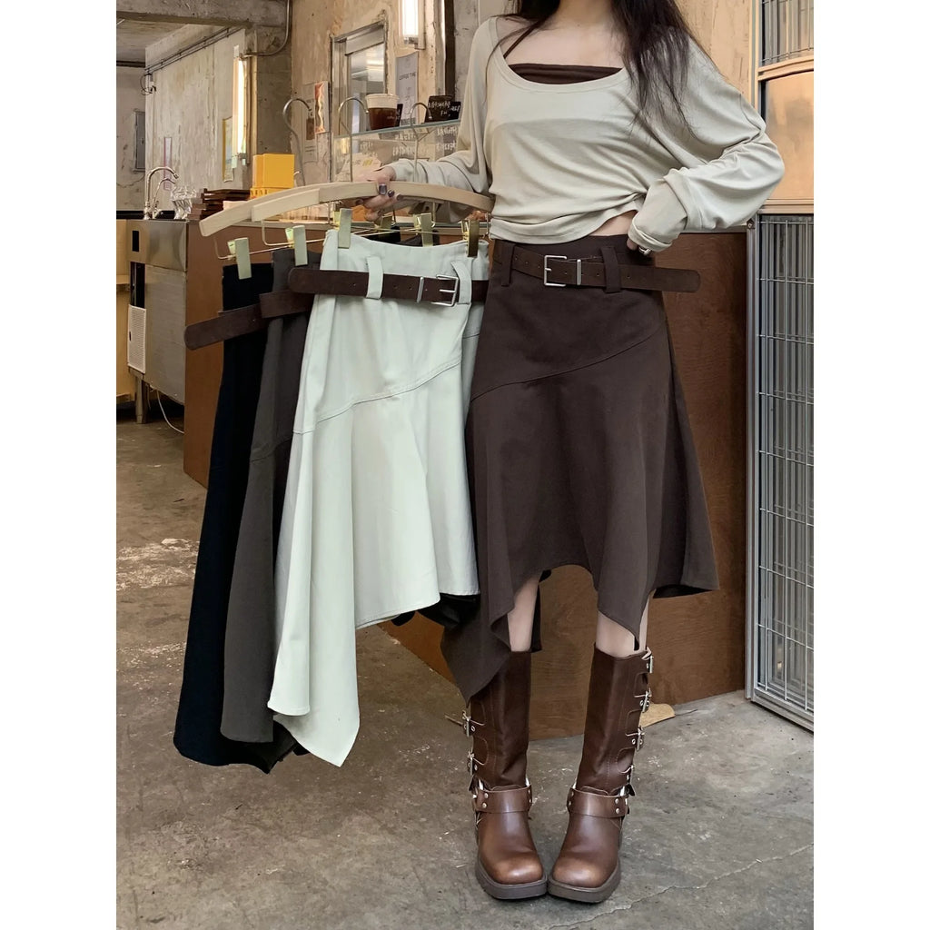 Women'S Skirts Spring Autumn Vintage Irregular Skirt Unique Design Flowy
