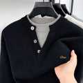 Fashion Men‘s Long-Sleeved Sweater Knitwear Button False Two-Piece Color Blocking Pullover Classic Leisure Hot-Selling for Men
