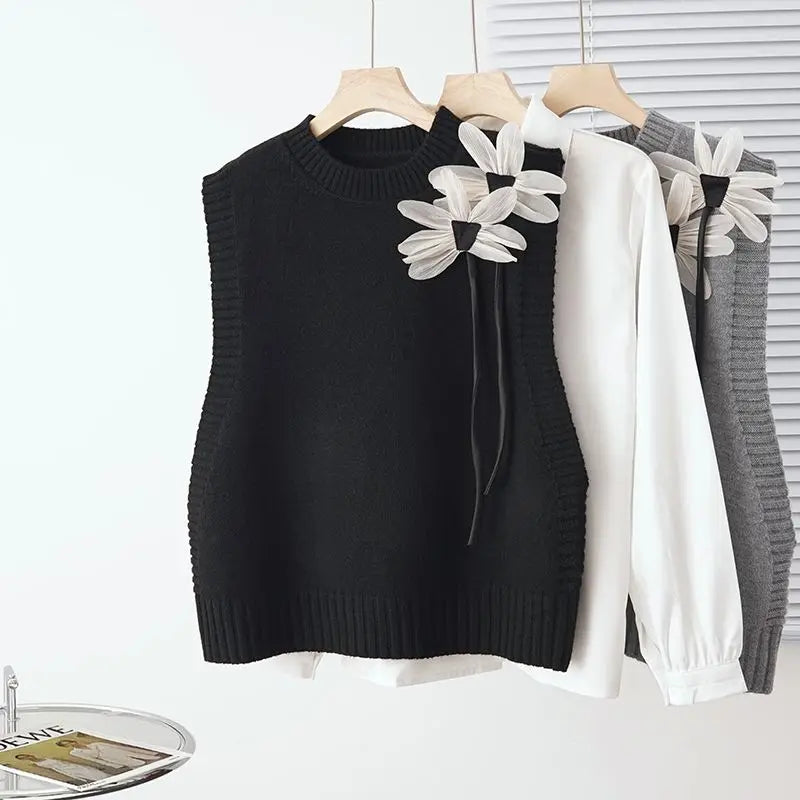 Knitted Vest for Women's Outerwear Autumn Wear 2023 New Loose Design Feeling Niche Sleeveless Sweater Camisole