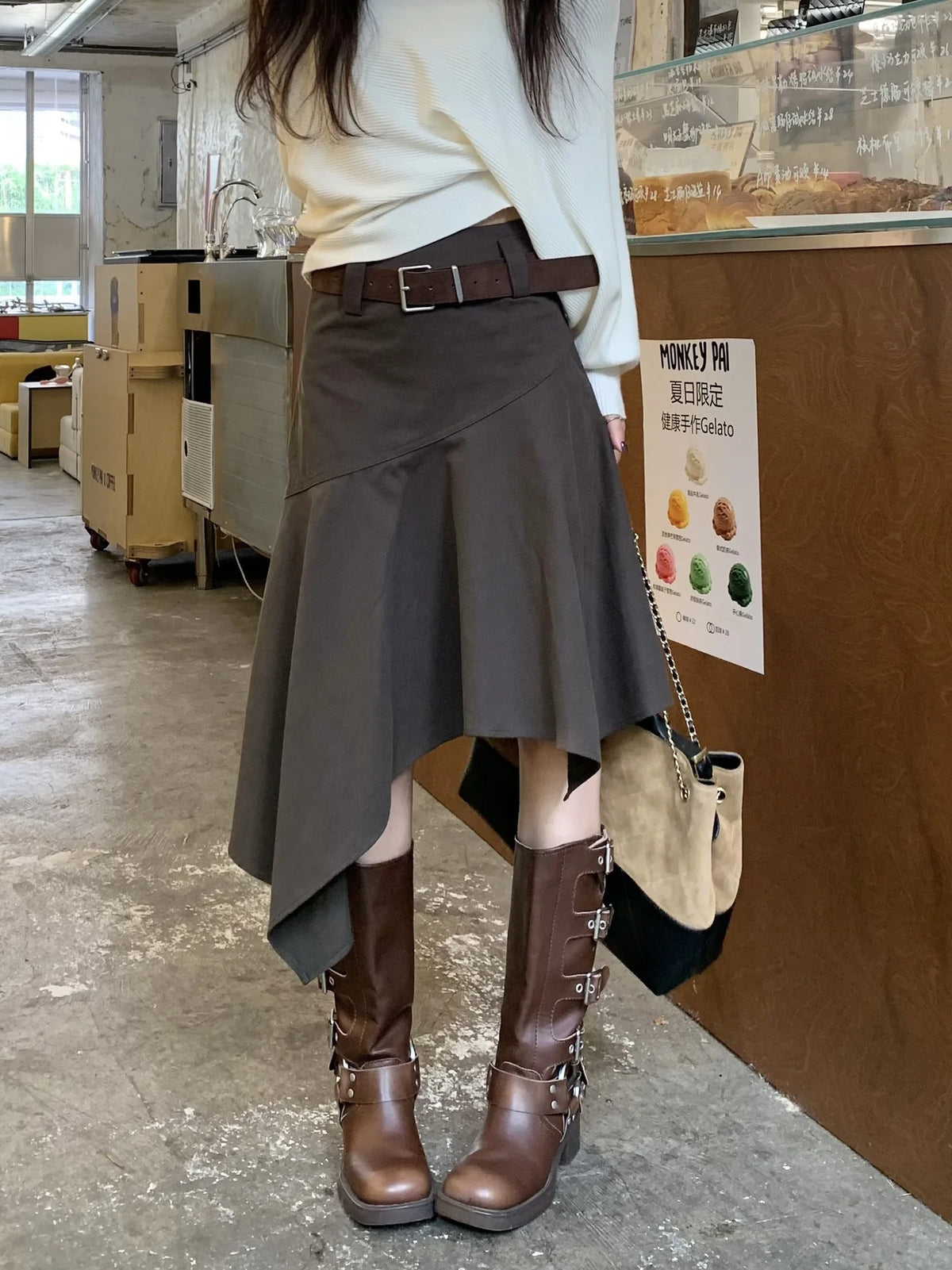 Women'S Skirts Spring Autumn Vintage Irregular Skirt Unique Design Flowy