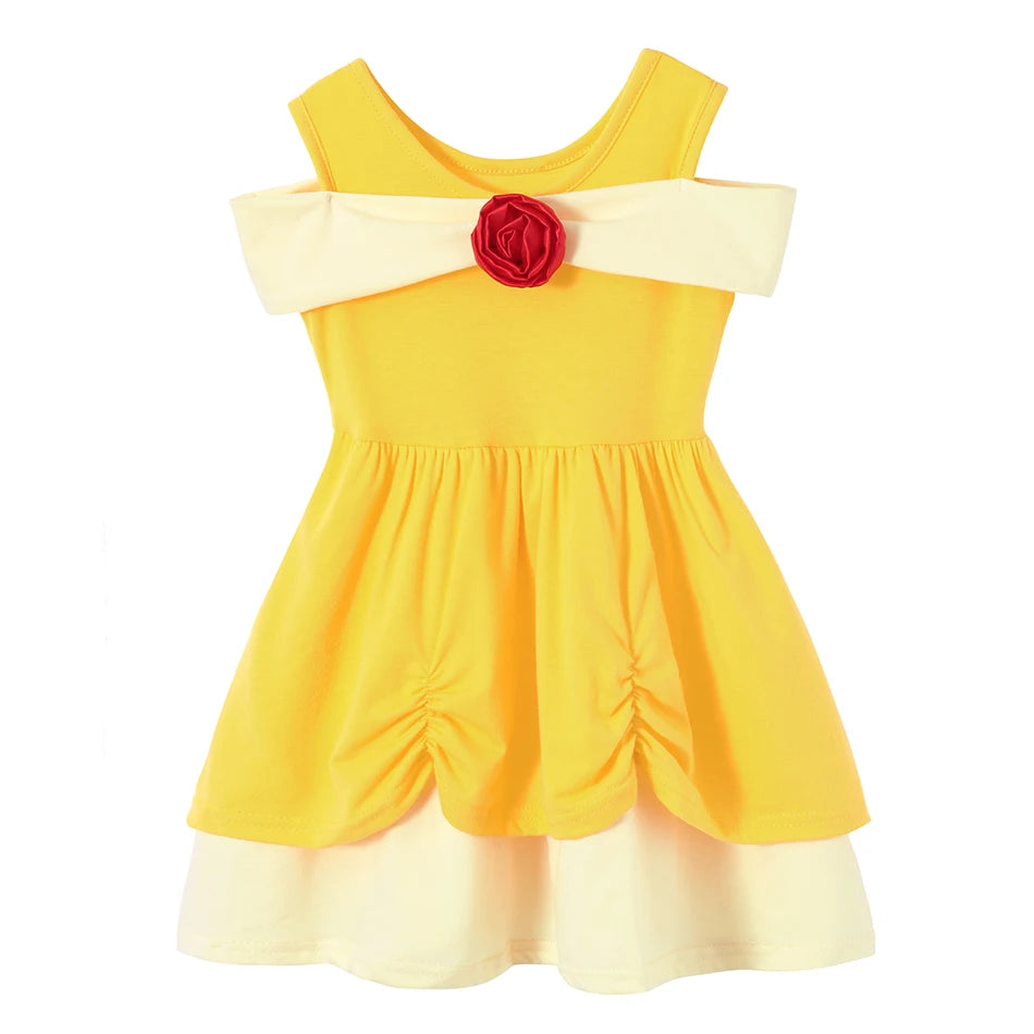 Children'S Casual Dress For Girls Mermaid Rapunzel Dress One-Shoulder