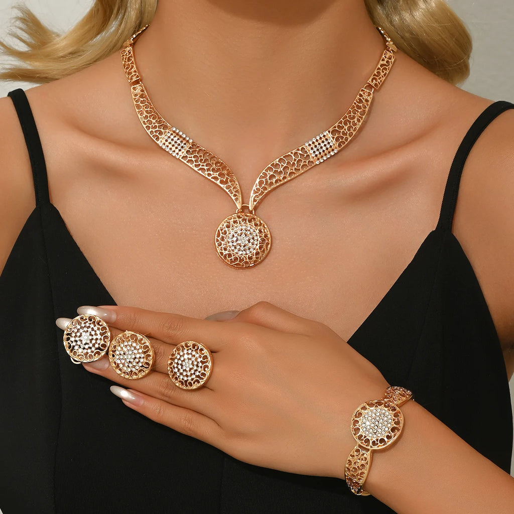 Women'S Design Metal Earrings, Necklaces, Bracelets, And Ring Sets
