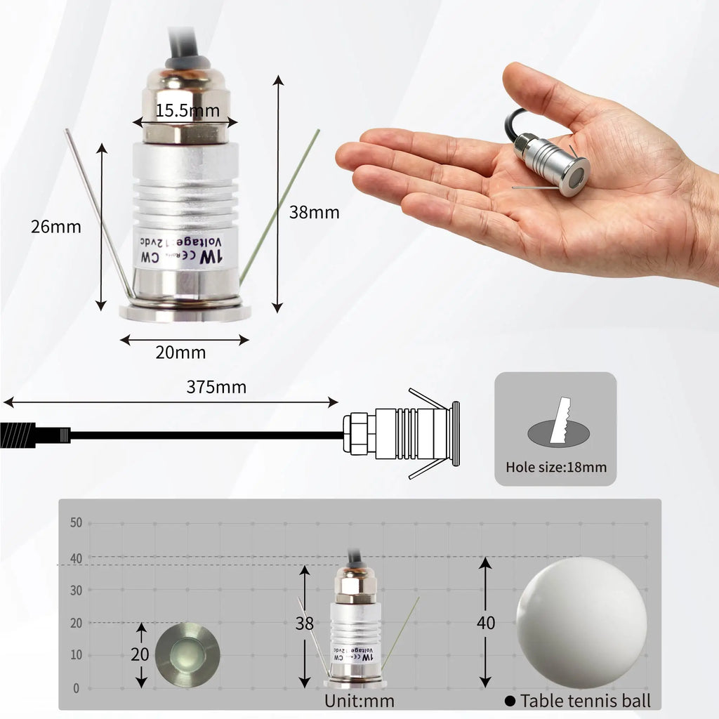 1W Mini LED Underground Light IP67 Waterproof Inground Lamp 12V Outdoor Ground Spot Landscape Garden Deck Stair Buried Lighting
