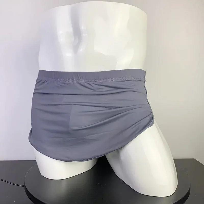 Mens Underwear Low Waisted Boxers with Detachable Inner Lining Ice Silk Breathable Moisture Wicking Boxer Shorts